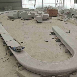 吉安 芝麻白花岗岩弧形花坛石，坐凳石