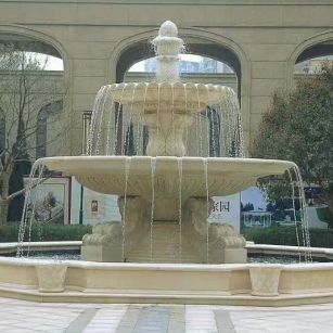 吉安 黄金麻花岗岩异型加工——户外庭院石雕流水喷泉