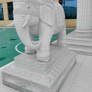 吉安 白麻花岗岩动物异形石雕-大象