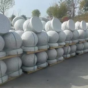 吉安 白麻花岗岩石材圆球，石球，挡车球，隔离球，景观石球，风水球等