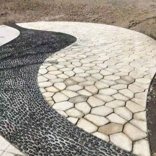 吉安 黄金麻冰裂纹地铺石工地铺装案例