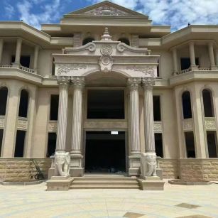 吉安 黄金麻别墅外墙干挂，大柱，大象，蘑菇石，雕花板