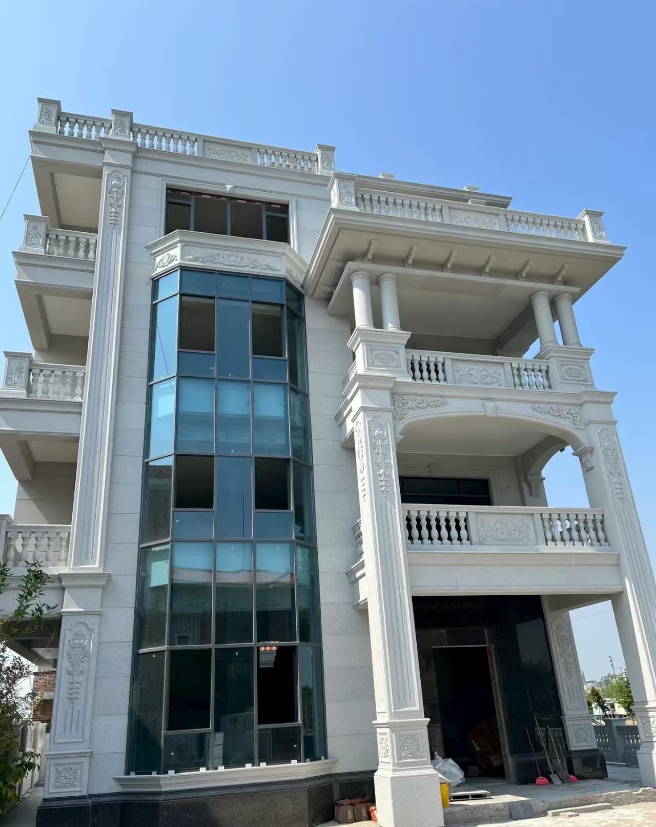 吉安 白麻花岗岩别墅外墙干挂效果展示