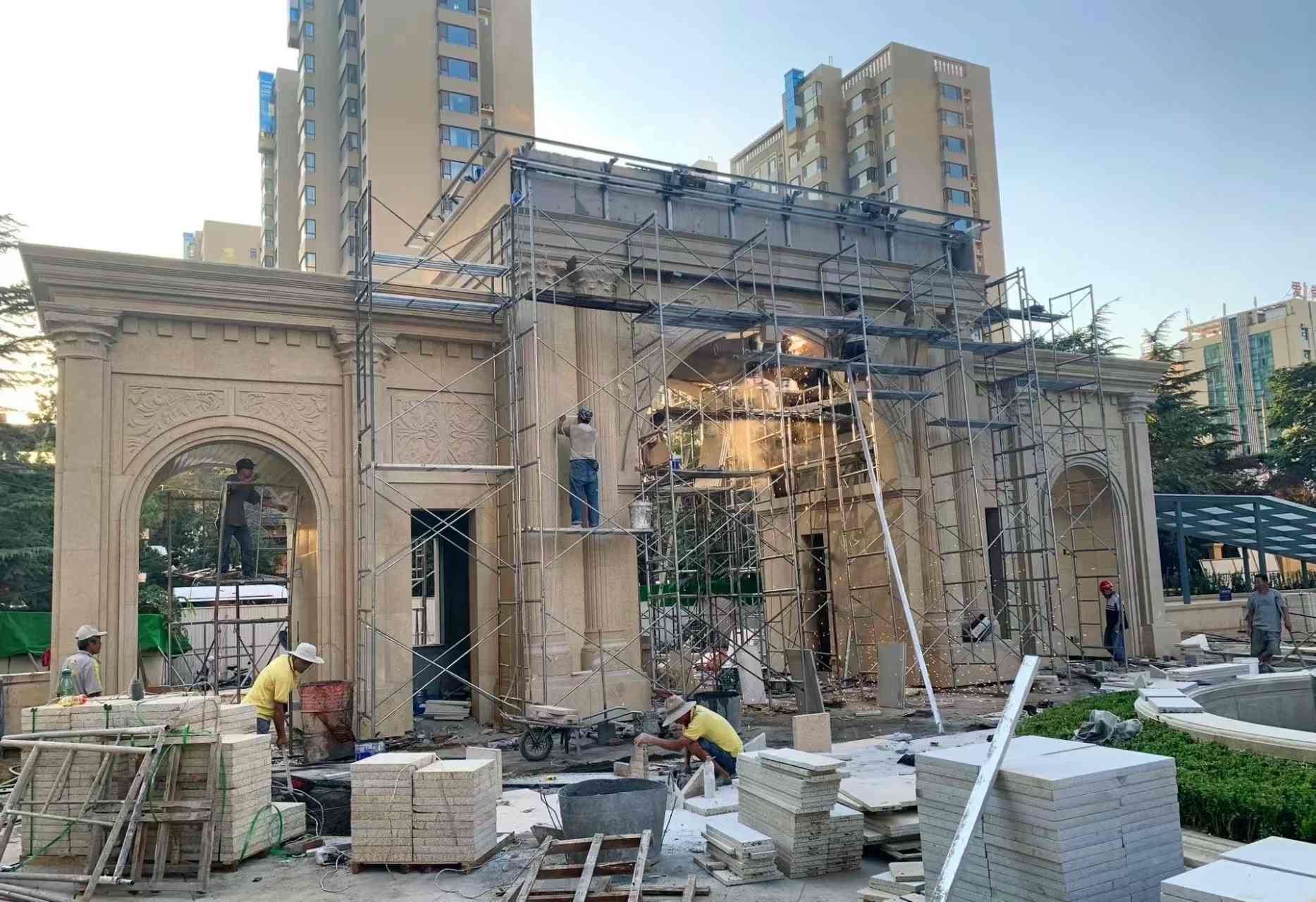 吉安 黄金麻荔枝面花岗岩小区门楼外墙干挂