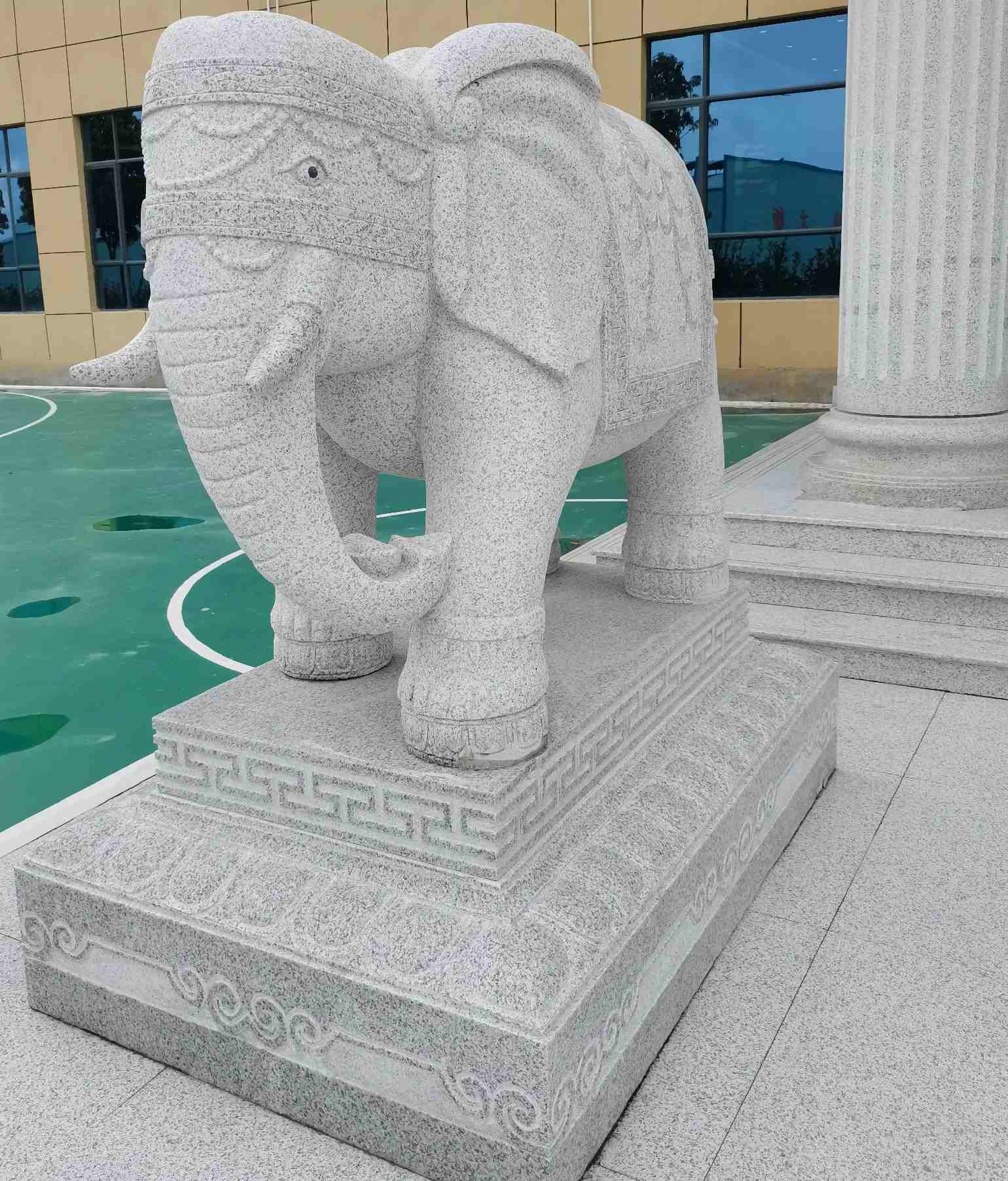 吉安 白麻花岗岩动物异形石雕-大象